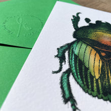 Load image into Gallery viewer, Interesting Insects: Green Beetle Greeting Card
